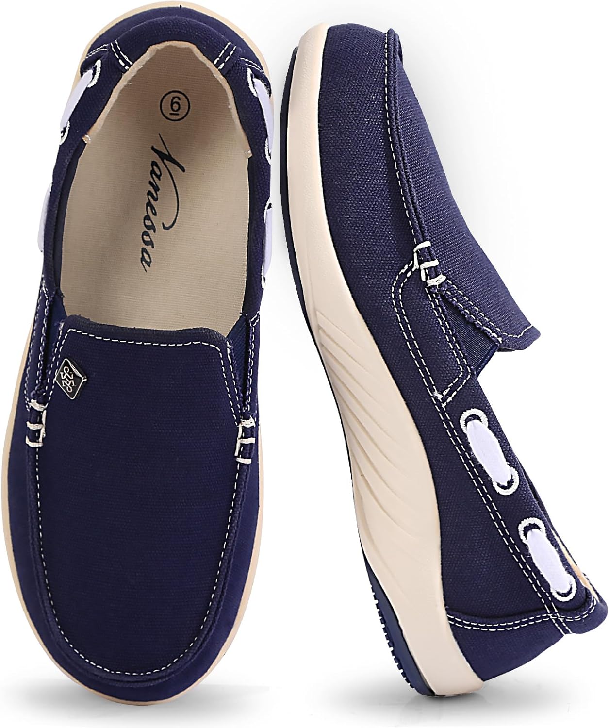 Womens Slip On Shoes, Comfort Casual Loafers Shoes with Arch Support - Boat Canvas Sneakers for Daily Walking - Image 8