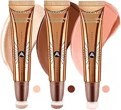 Anglicolor Conjunto de 3 peças para delineador de blush líquido – Bastão de contorno suave e leve para contorno líquido, blush, aplicação de marca-texto, vegano e livre de crueldade (01+02+05)