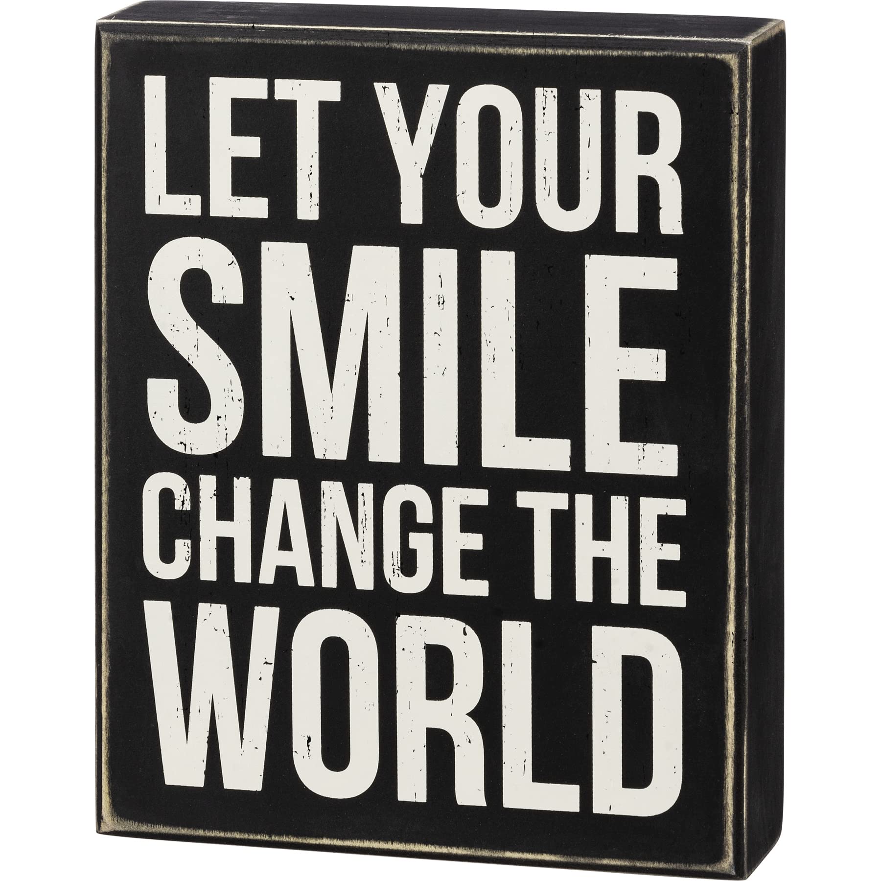 Primitives by Kathy 108903 Let Your Smile Change The World Box Sign, Wood, 8-inch High