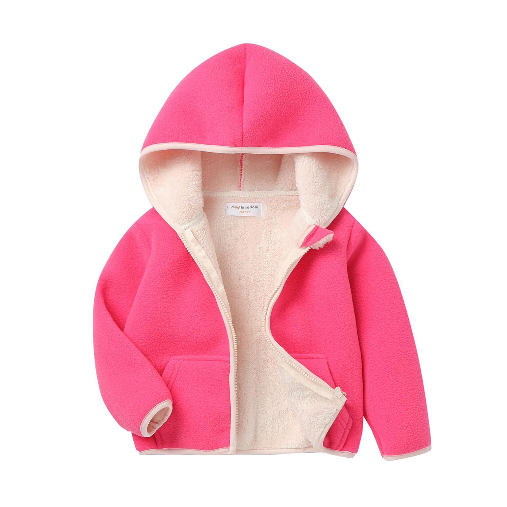 Mud Kingdom Boys Girls Polar Fleece Jacket with Hood Winter Thick Warm Outerwear Funny Cartoon