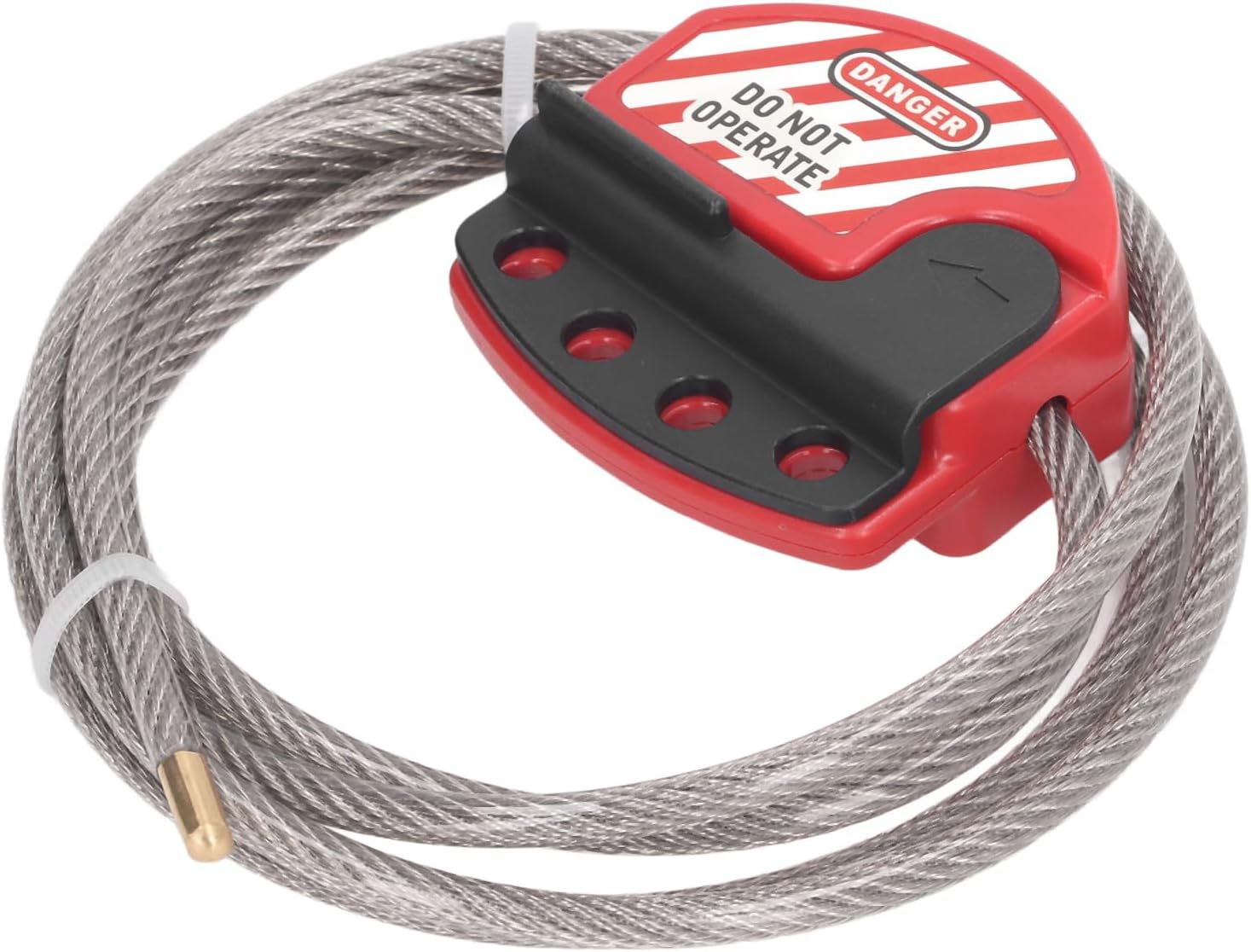 Adjustable Lockout Cable Lock, Stainless Steel 1.8m Length, 6mm Diameter with Self Locking and Multi Hole Design for Equipment Maintenance Lockout Tagout