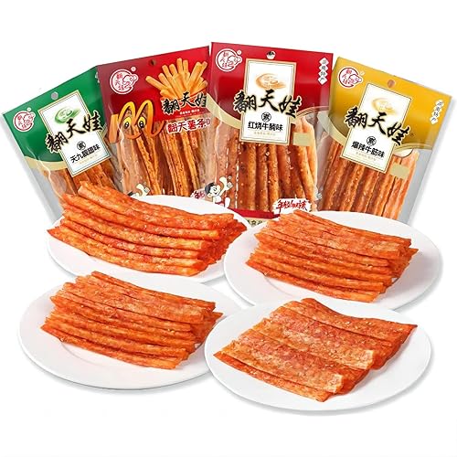 la tiao tiras picantes 4 paquetes de palitos picantes Especialidades chinas Snacks (4.80 oz* 4)..