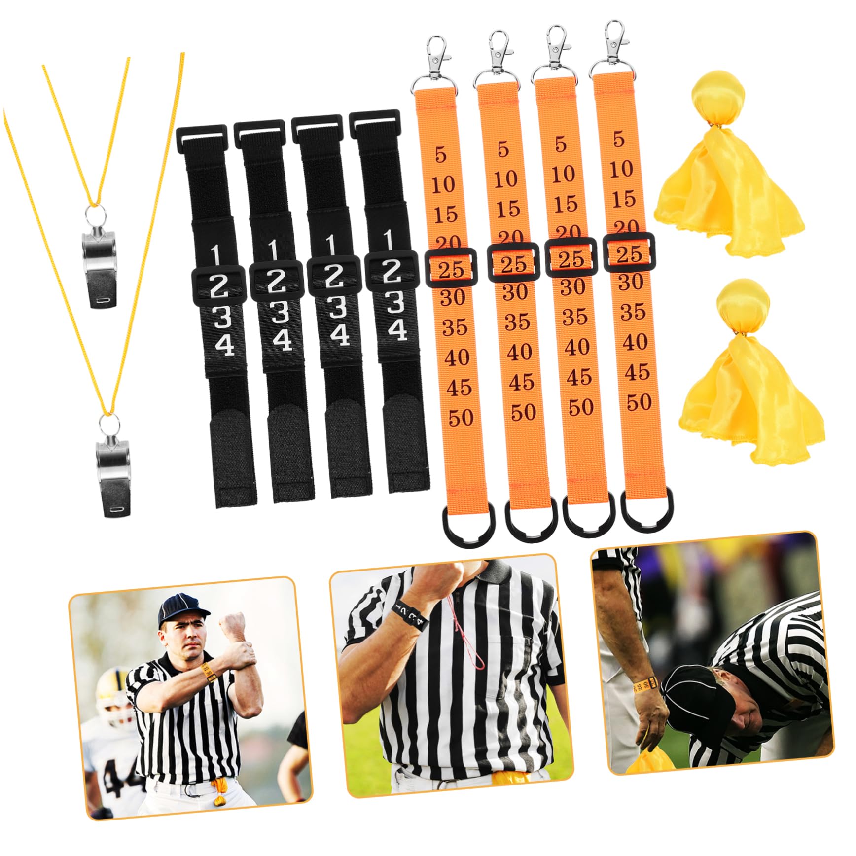 Kisangel Schiedsrichterausrüstung für Wettkämpfe Schiedsrichter Flagge Schiedsrichter Markierungsfahnen Fußball-Kit Schiedsrichtertasche Fußball-Schiedsrichterbund pfeift Masse