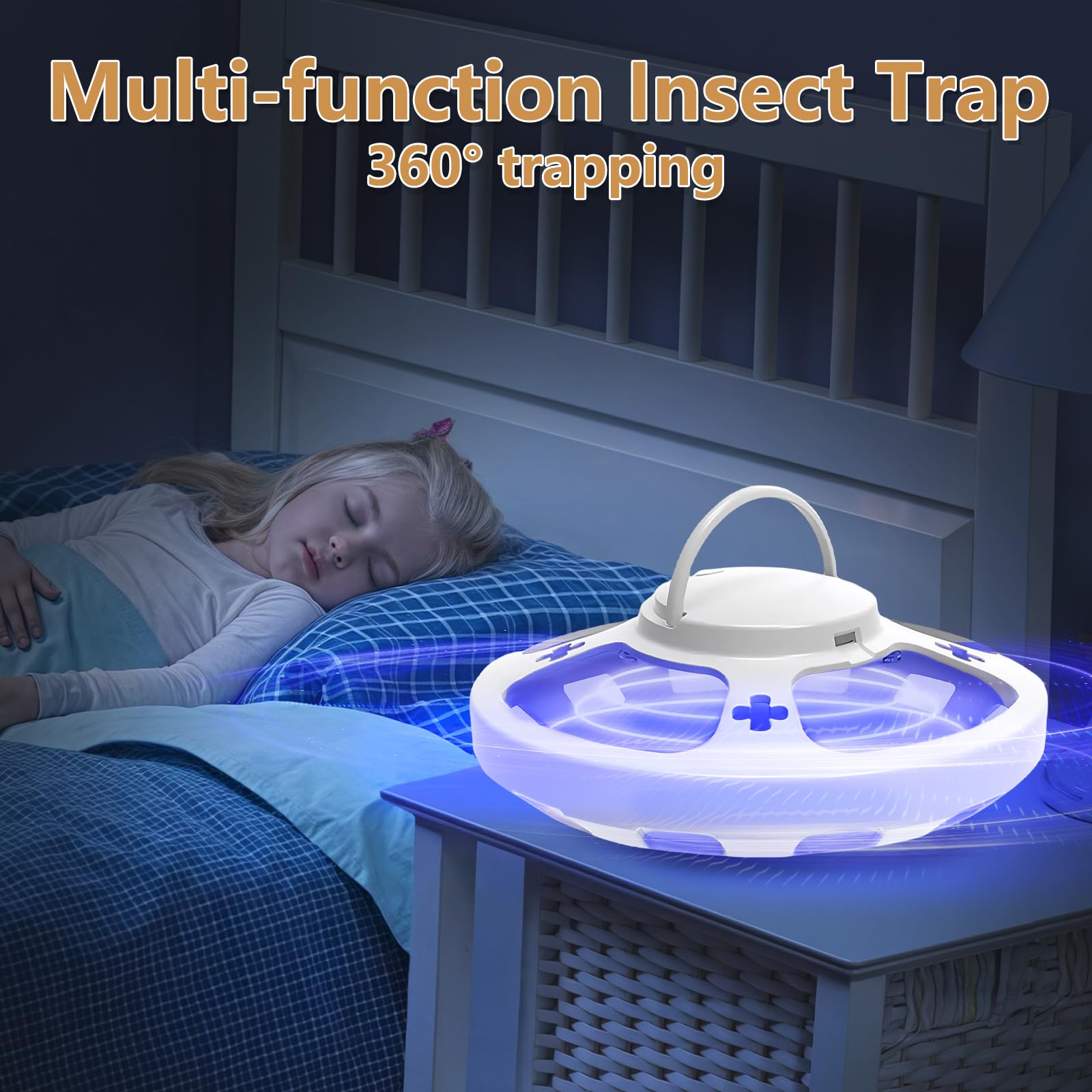 2PCS Trampa para Pulgas, Lámpara para Atrapar Pulgas, Repelente de Plagas Trampa para Pulgas, con 4 Modos Control de Plagas de Mascotas, No Tóxico, para Dormitorio, Salón, Cocina（Blanco）