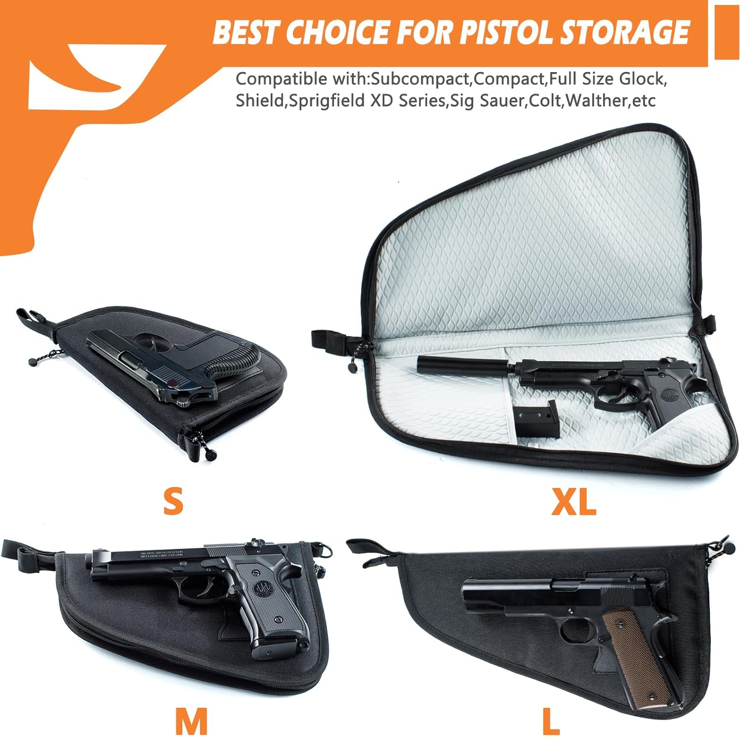Soft Pistol Case for Handguns-Single Gun Cases for Pistols-Pistol Bag-Handgun Case With Lockable Zipper -Concealed Carry Gun Pouch-Pistol Bag Soft Gun Storage for Handguns[Only ONE Gun Bag] - Image 5