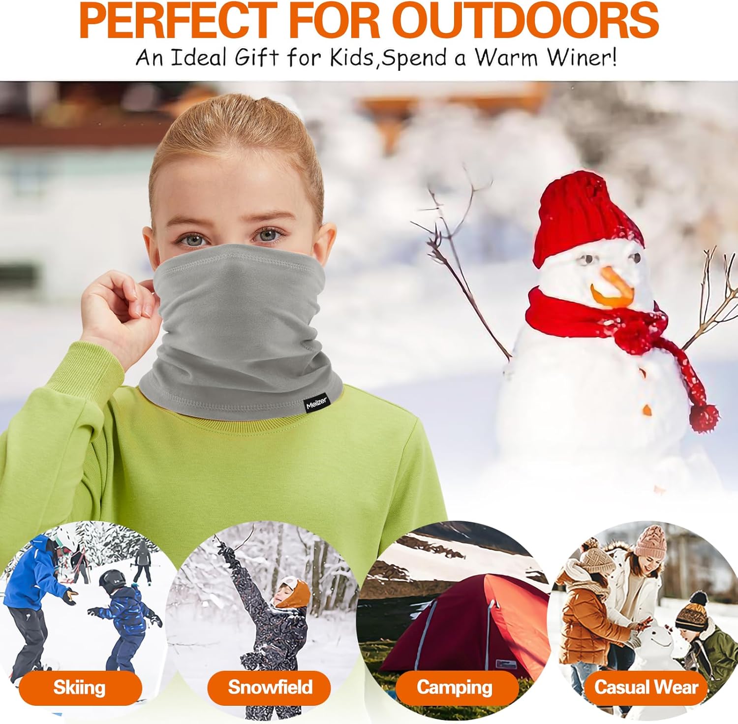 Kids Neck Gaiter Warmer Winter - Protective Face Covering Scarf for Boys & Girls Fleece Windproof Suitable for Skiing - Image 6