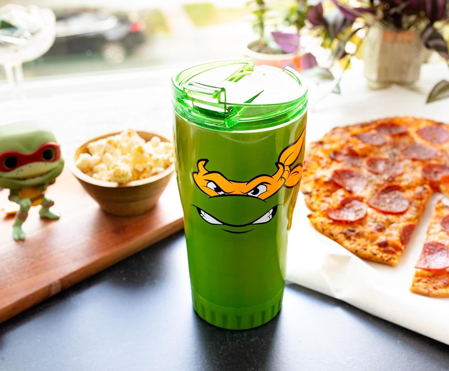 Silver Buffalo Teenage Mutant Ninja Turtles Michelangelo Stainless Steel Tumbler With Spill-Resistant Closing | Holds 20 Ounces - Image 5