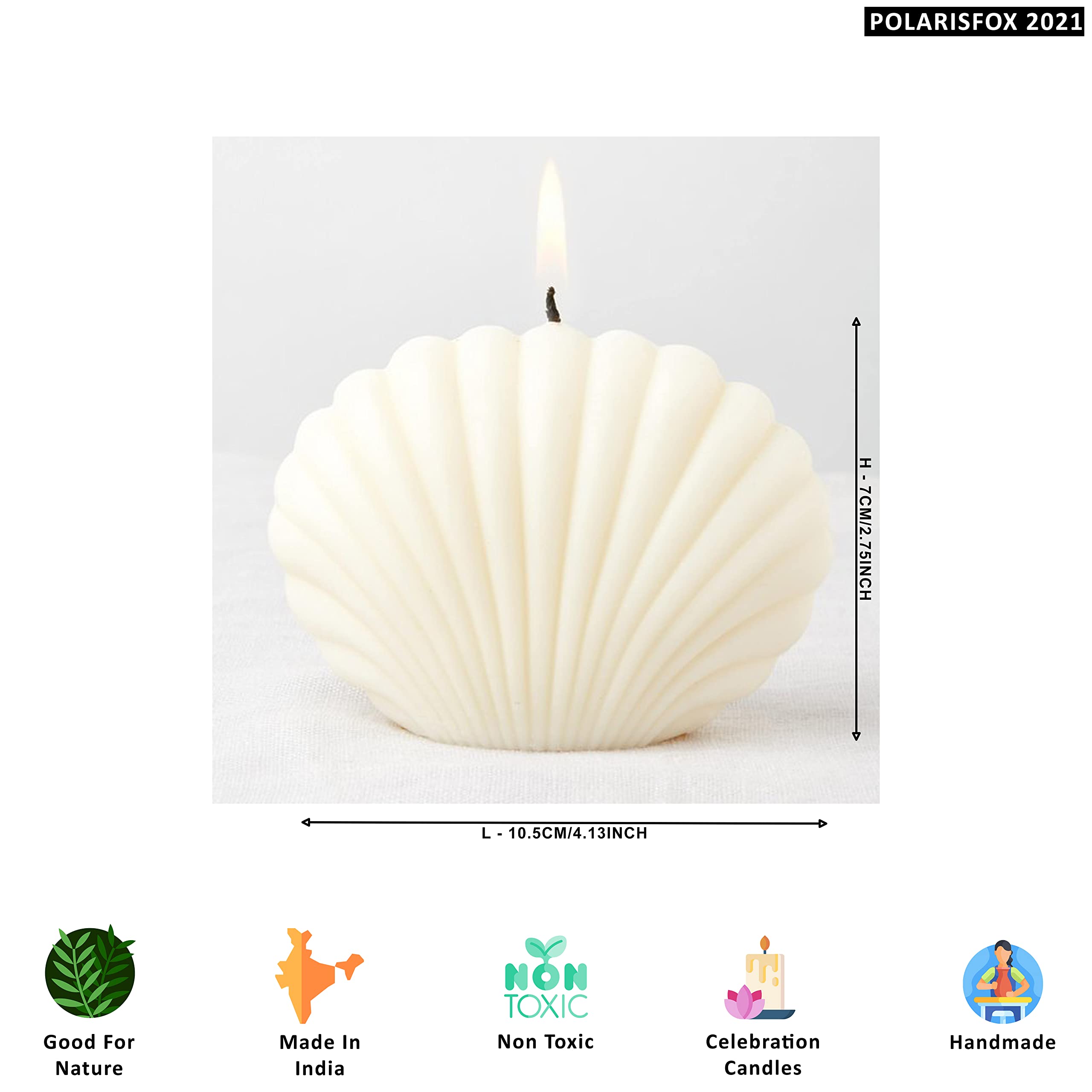 POLARIS FOX Shell Shape Candle White in Color | 300GRAM | Floral Fragrance 3