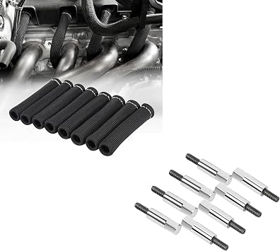 8pcs Spark Plug Wire Heat Shield Sleeve 2500 for SBC BBC 350 454 and Valve Cover Bolts Kit for Chevy 350 283 305 327 383 SBC Valve Covers Bolt