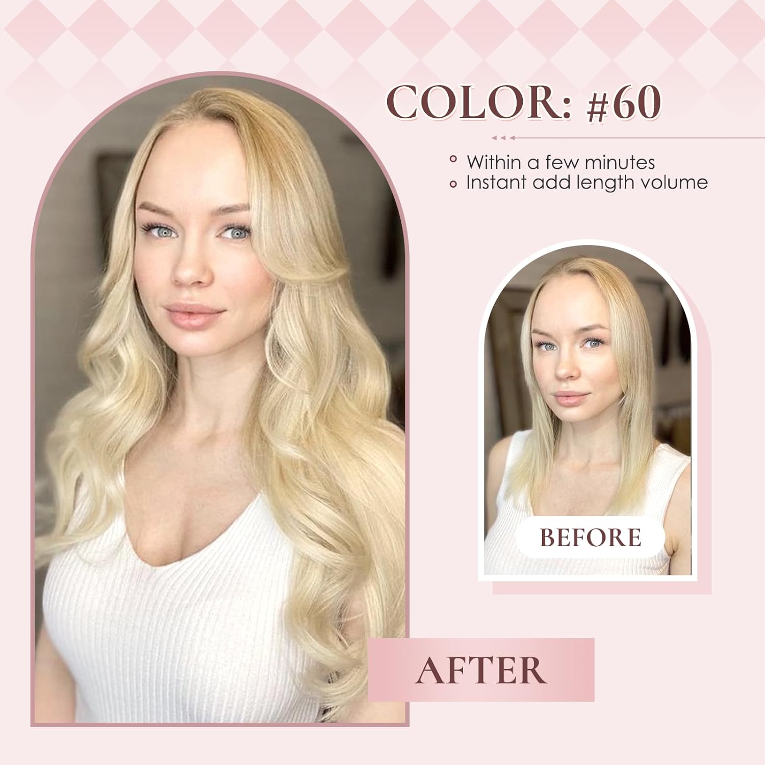 Invisible Clip in Real Human Hair Extensions,18 Inch Platinum Blonde Remy Thick Straight Clip Hair, 7 Pieces With 16 Clips 85 Gram No Slip No Shedding Comfortable All Day Wear