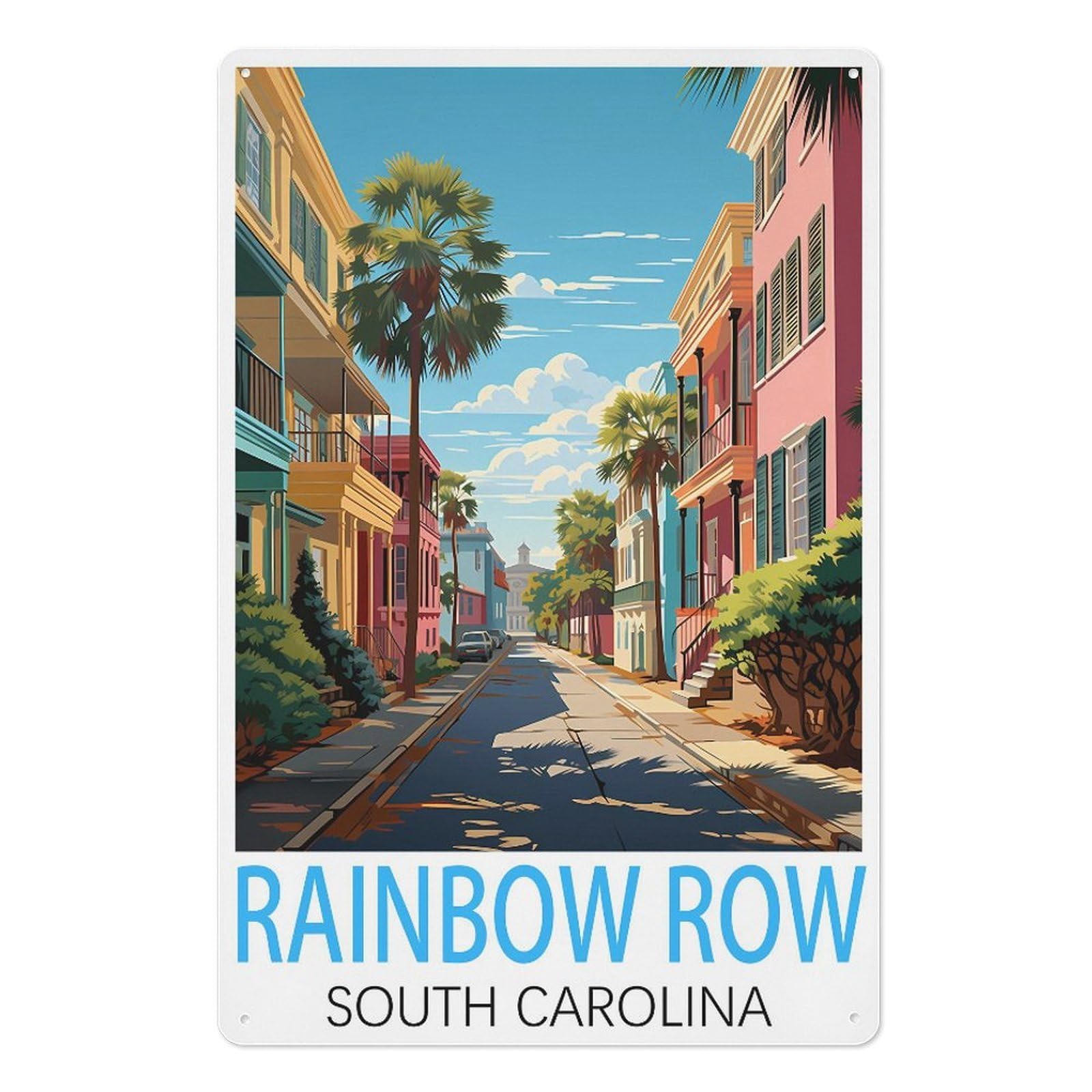 Row South Carolina Retro Design Tin Painting Vintage Tin Sign 08x12inch(20x30cm) Wall Art for Home Office Bedroom Living Room Cafes Wall Decor