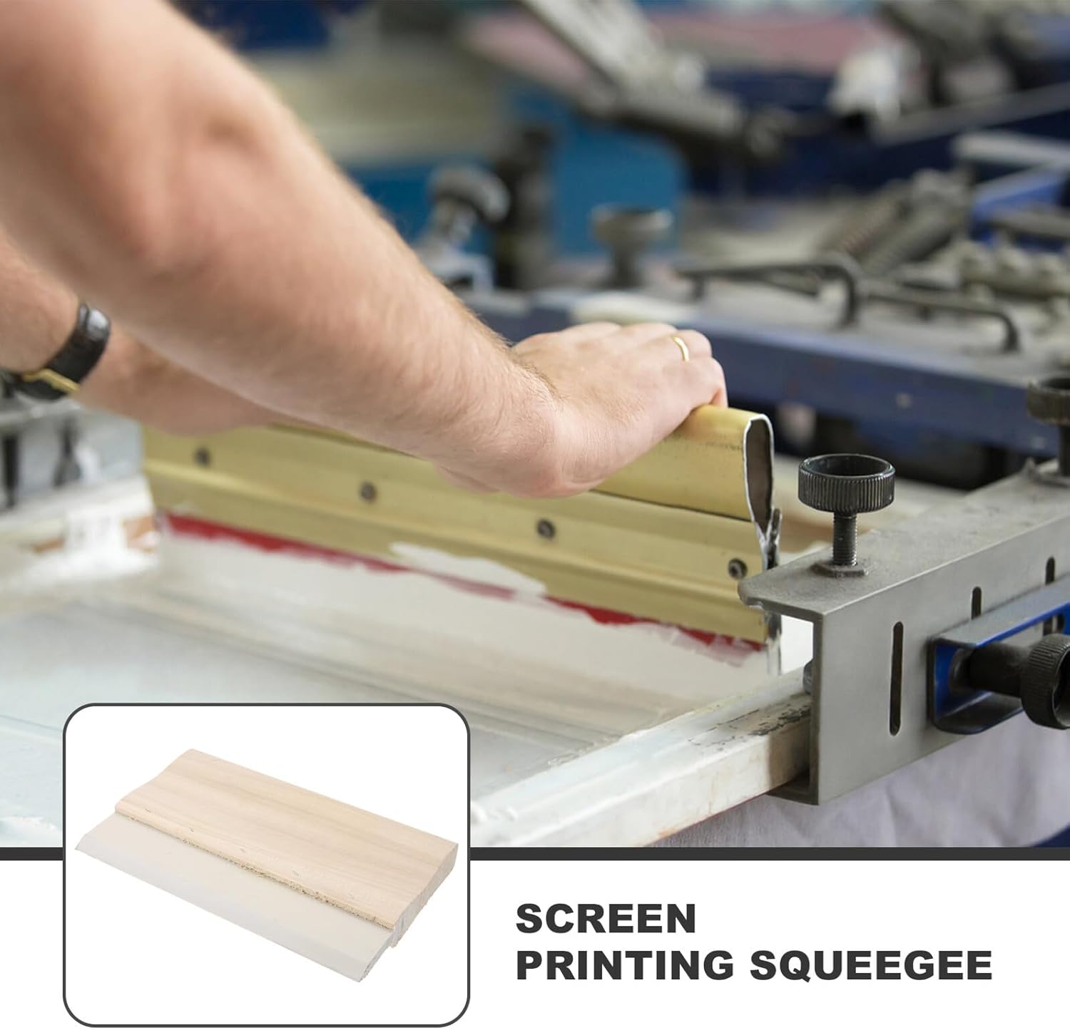 Wood Handle Rubber Ink Squeegee 20cm Water-Based Silk Screen Printing Scraper for Fabric Printing Handheld Accessory