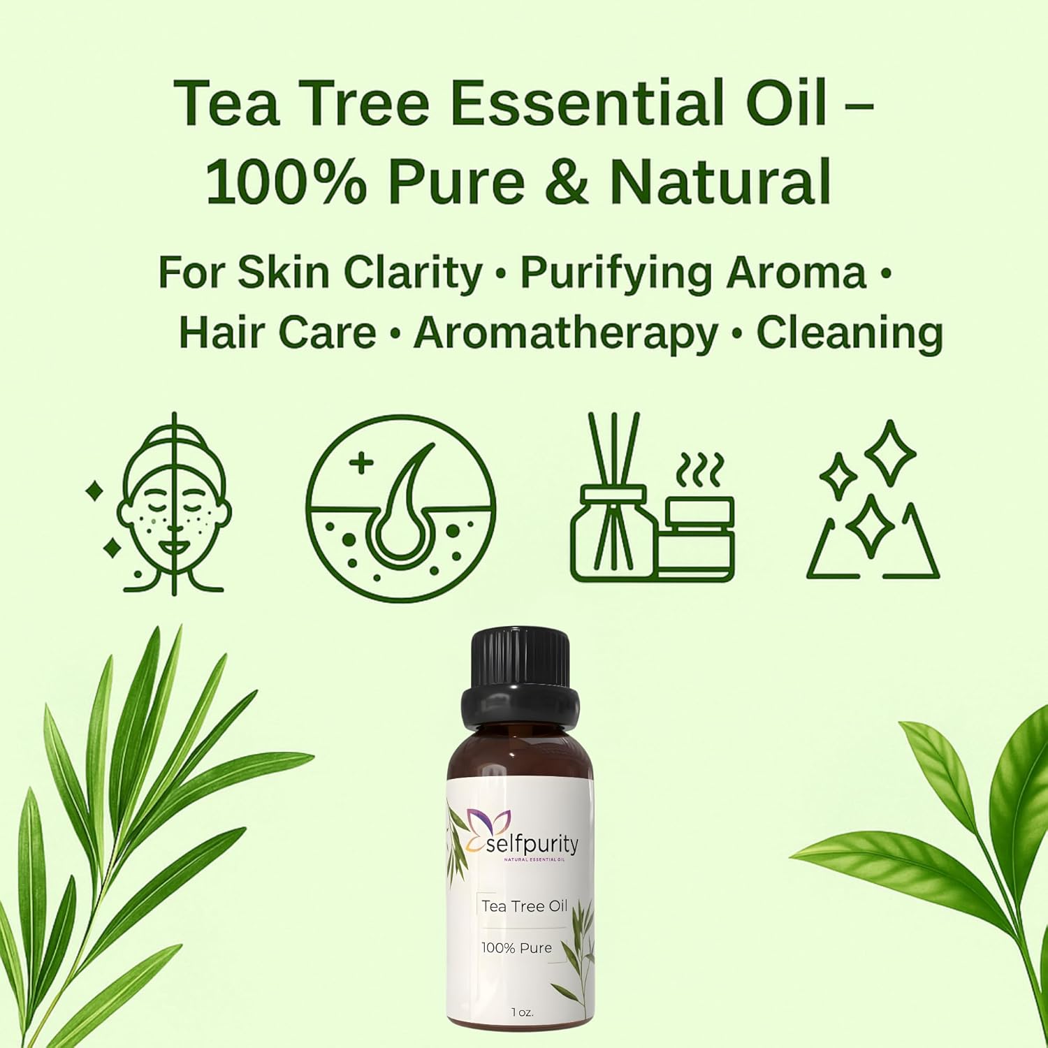 Tea Tree Essential Oil, 1 Fl Oz (30 ml) Each, 100% Pure Natural Melaleuca Alternifolia Oil, Aromatherapy Diffuser Oil for Skin, Hair, Scalp & Nails, Massage, Soap & Candle Making, Pack of 3