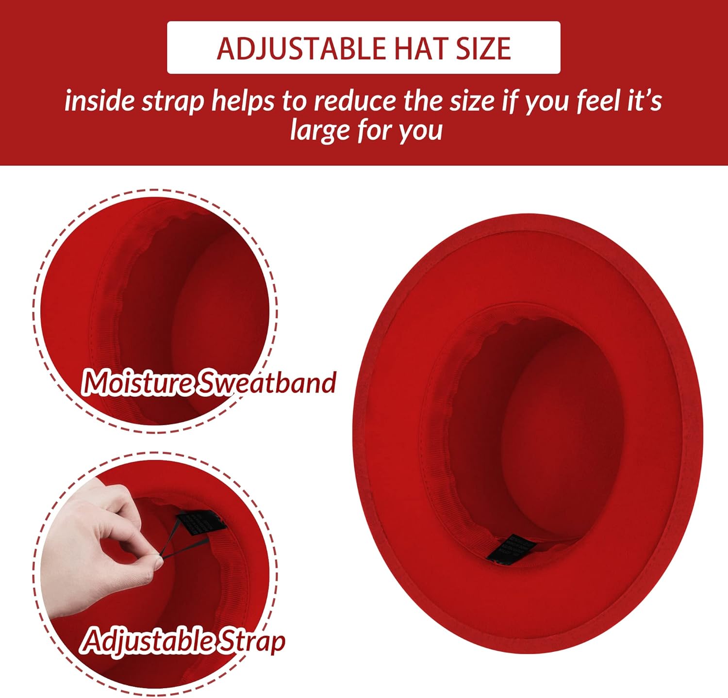 Classic Fedora Hat Flat Top Hat Felt Pork Pie Hat Wide Brim Church Derby Cap for Women and Men - Image 5