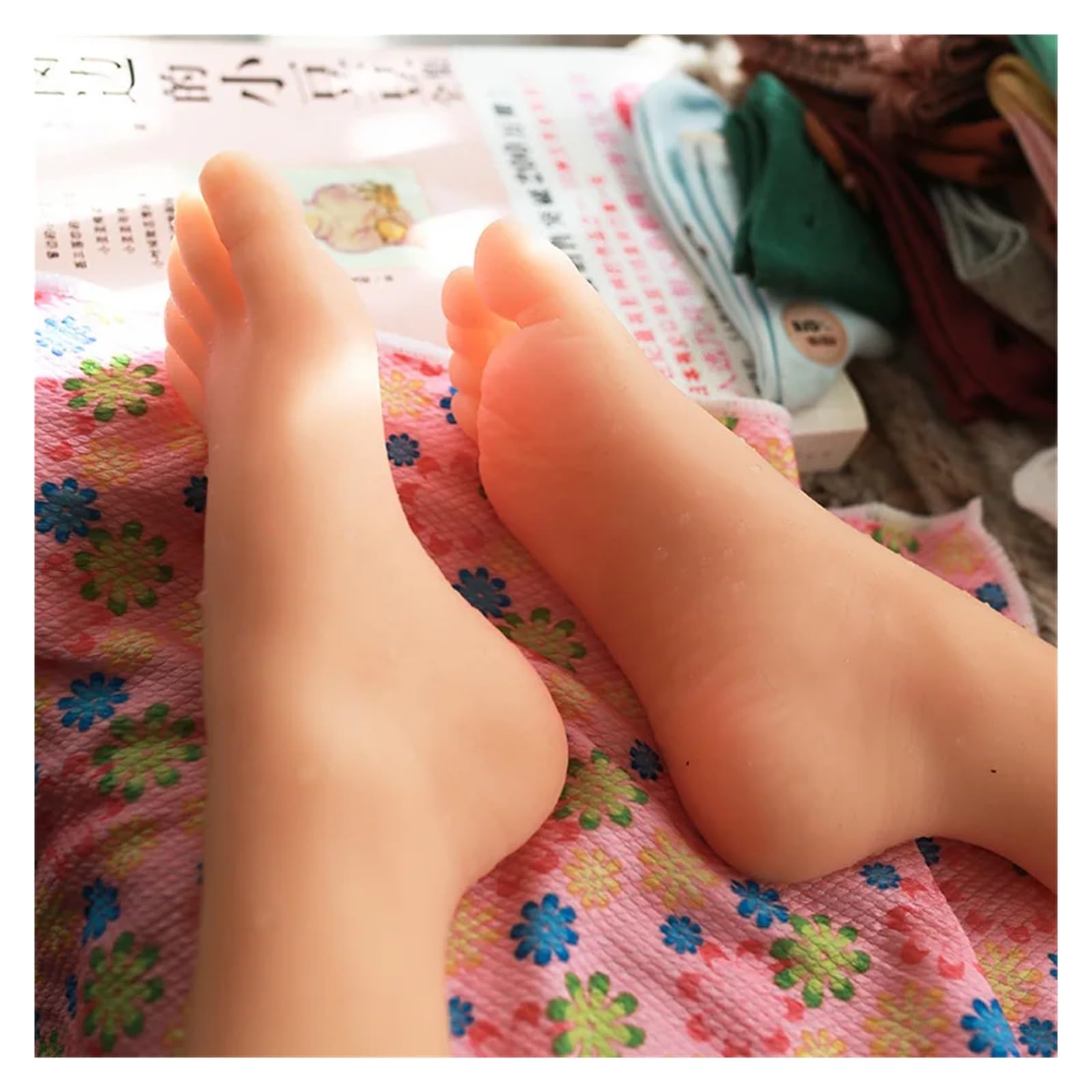 18CM dziewczyna stopy Model symulacja stóp zdjęcie masaż paznokci praktyka silikonowe pończochy Manicure TPE H30(Wheat Toes bone left)