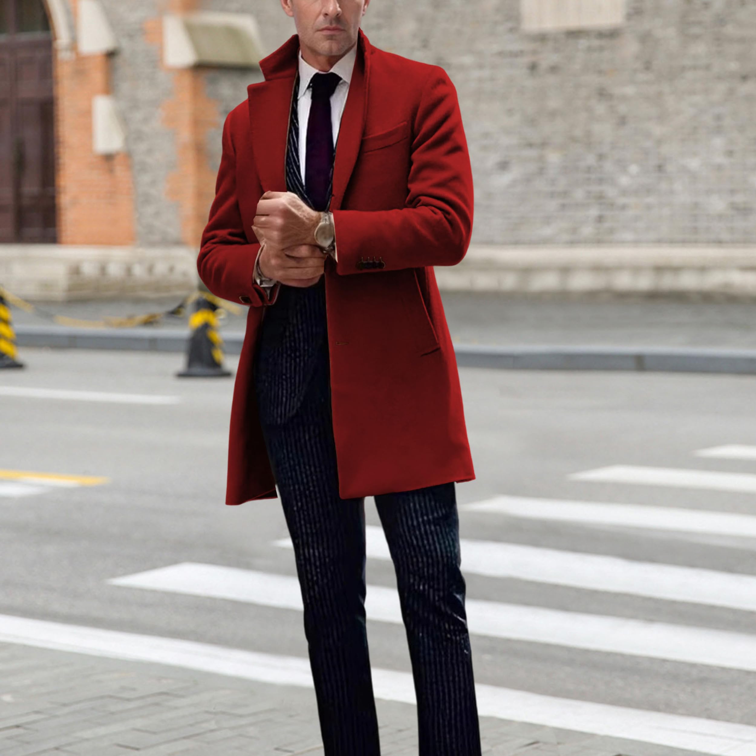 Cappotto invernale da uomo, slim fit, casual, monopetto, trench, lunghezza media, termico, business, caban