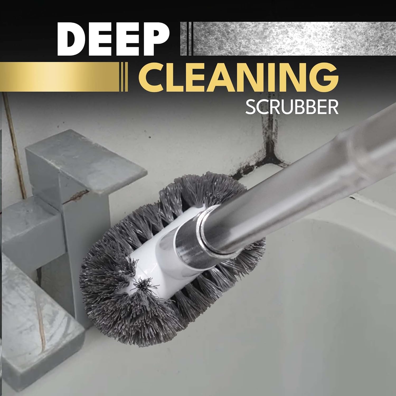 Tub and Shower Scrubber Brush with Long Handle – Multipurpose Scrub Brush - Bathtub and Tile Cleaning Brush with Extendable Pole for Cleaning Bathroom, Shower, Floor and Bathtub