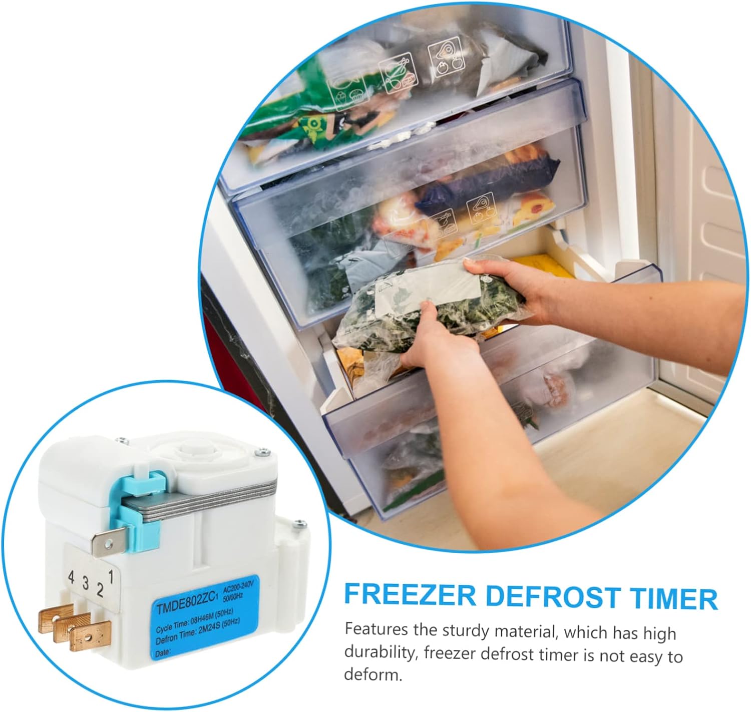 Electronic Refrigerator Defrost Timer White 200v for Freezer Copper Iron