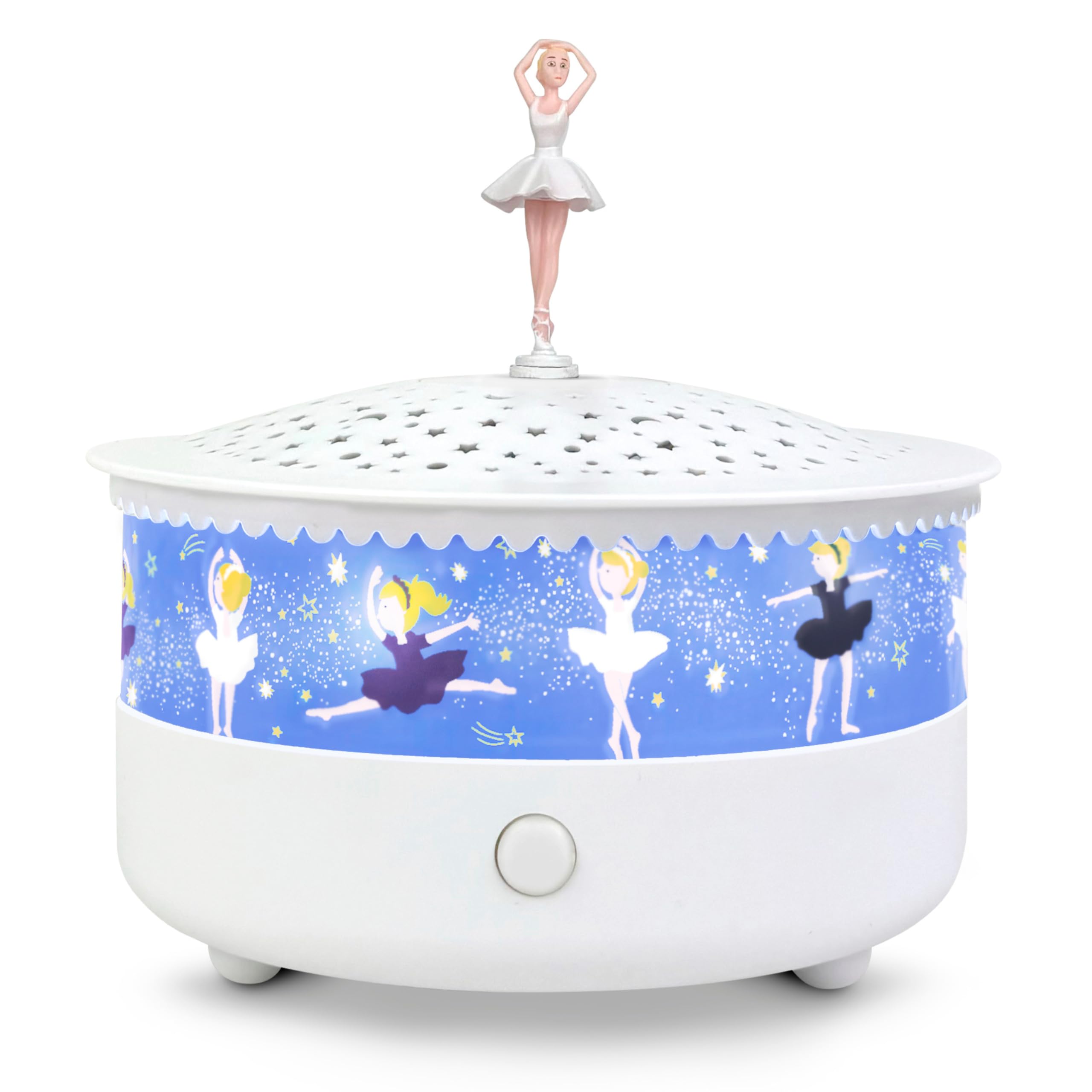 Trousselier - Musical and Ballerina Baby Night Light - Crying Detector Night Light USB Rechargeable Star Projector - 4 Music Included - 14 cm