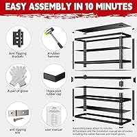 Vista 9 de Estantería de garaje resistente de 3000 libras – Estantería sin pernos de 5 niveles para garaje, estante de almacenamiento de garaje sin hundimiento