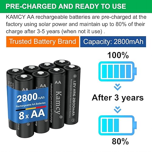 Miniatura 6 de Baterías AA recargables, doble A para una potencia duradera, baterías recargables AA precargadas multiusos para dispositivos domésticos y