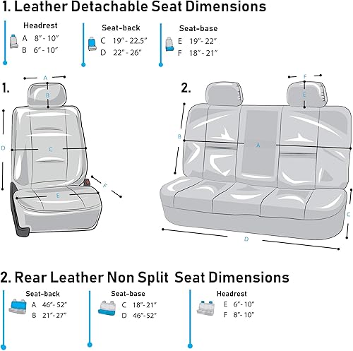 Miniatura 8 de FH Group Funda de asiento de coche de piel sintética de carreras de tres filas, fundas de asiento de coche listas para bolsa de aire y cojines de