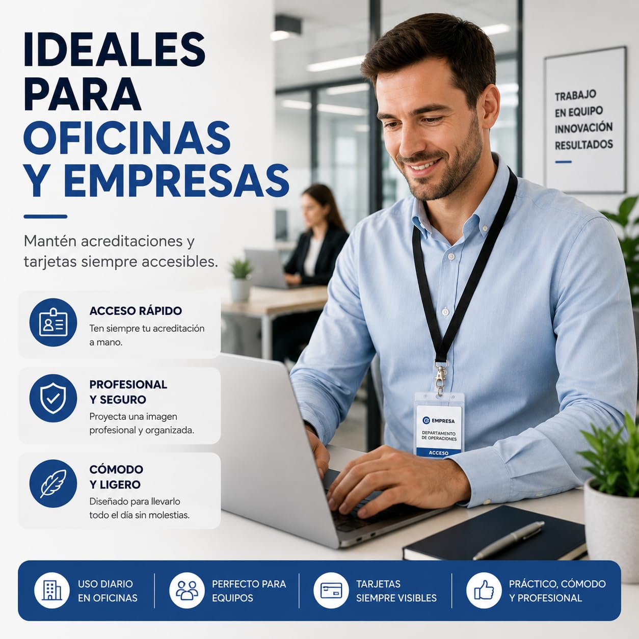 Pack 50 Lanyard Negro con Gancho Metálico Giratorio de 50cm para Porta Tarjetas Identificativas | Landyard colgante ideal para Llaves, Credenciales, portatarjetas en Eventos o en la Oficina (Pack 50)