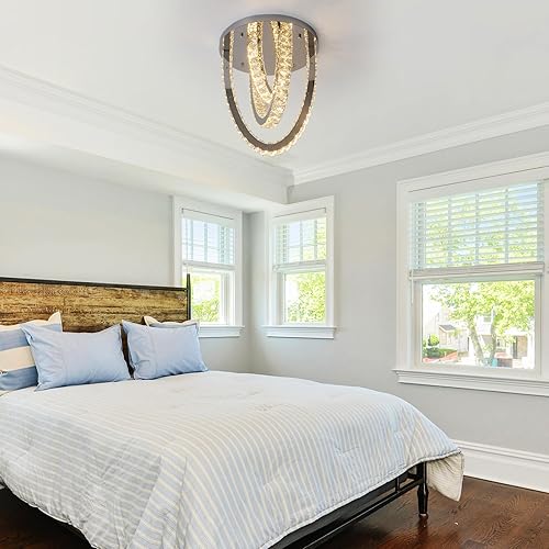 Miniatura 56 de Moderno candelabro de cristal LED, iluminación empotrada, lámpara colgante con control remoto para sala de estar, comedor, dormitorio, isla