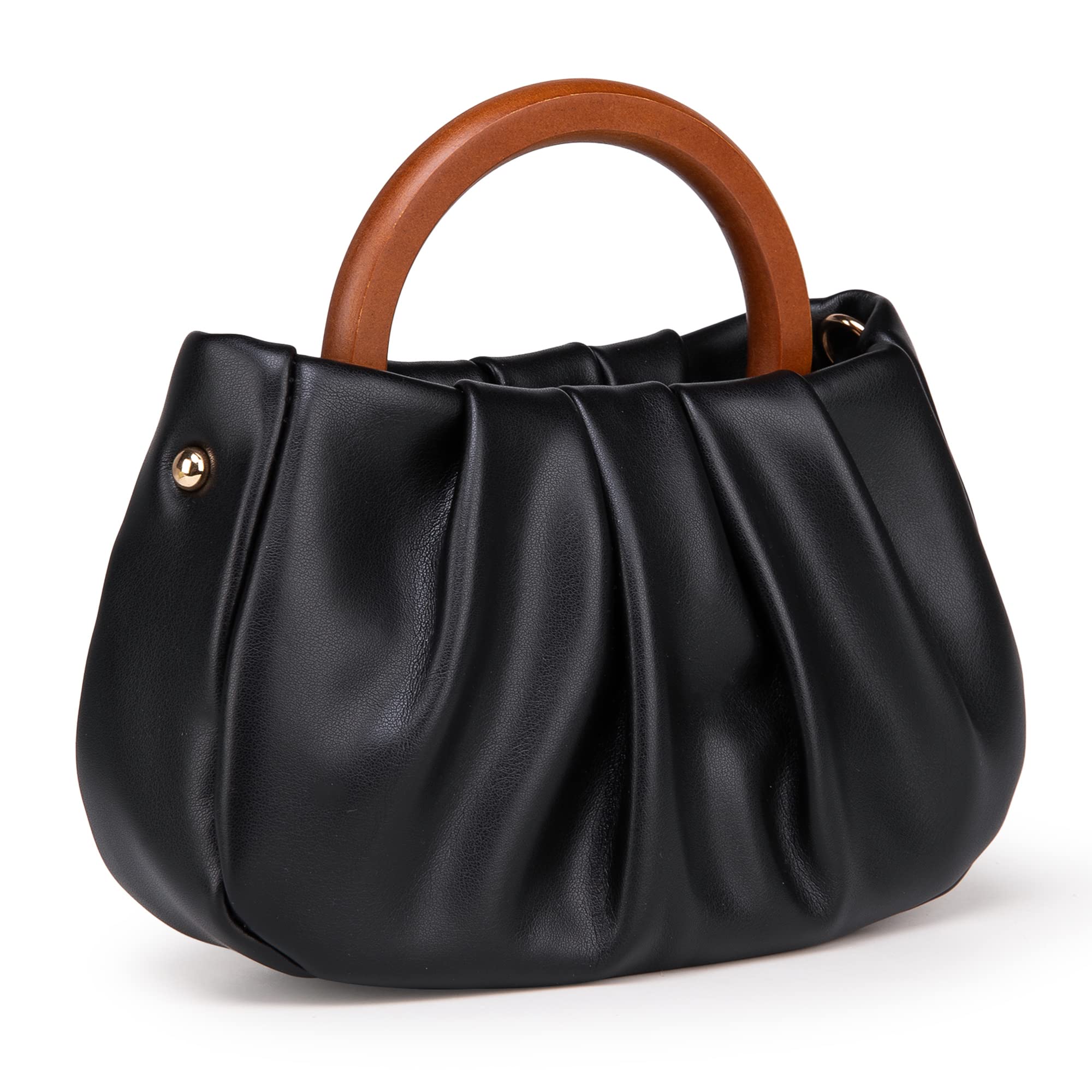 Milan ChivaClutch Purses for Women Small Handbags Dumpling Mini Cloud Bag with Wooden Handle