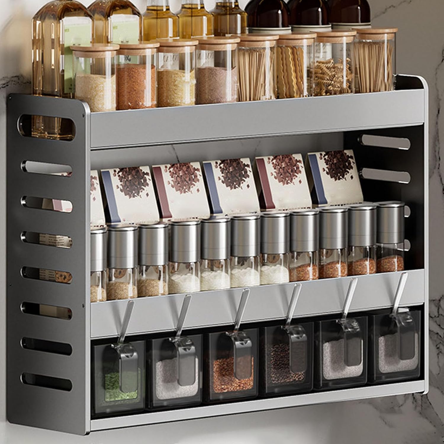 Amazon.com: 3 Layers,16in,Spice Rack Organizer with Spice Box, Spice ...