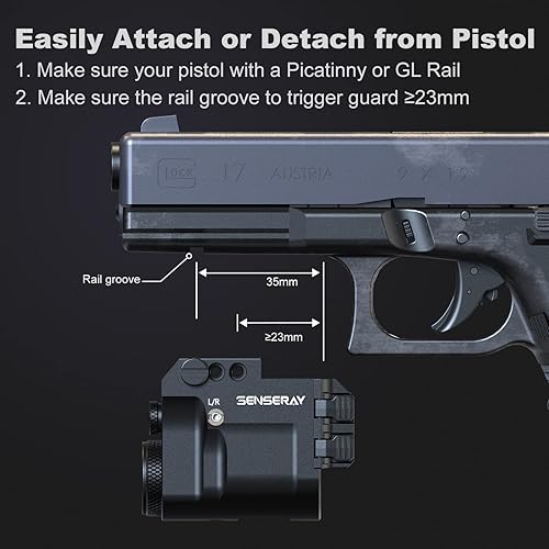 Miniatura 7 de Linterna recargable con luz láser roja de 650 lúmenes con luz estroboscópica, luz de arma montada en riel Picatinny para pistola