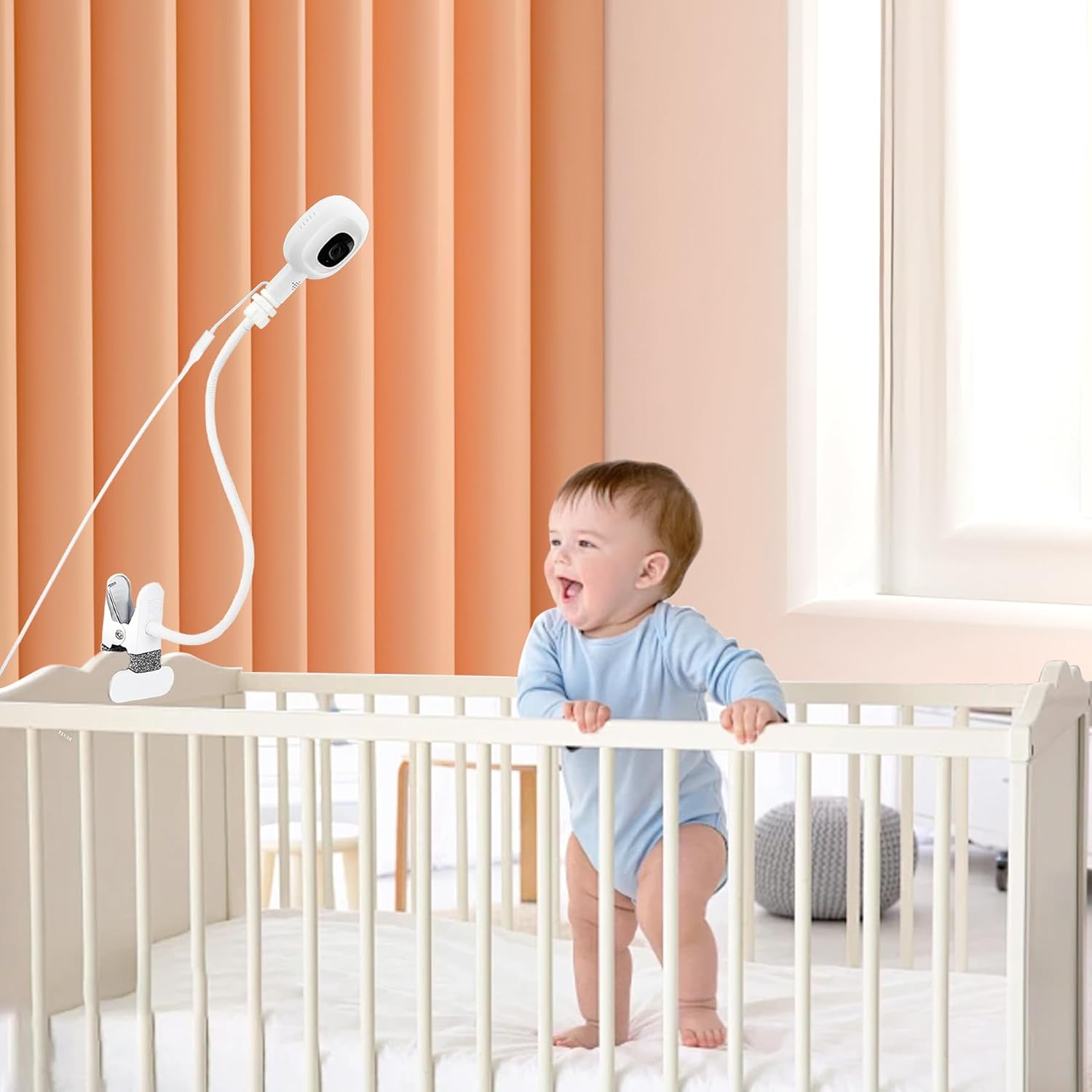 Baby Monitor Charger Mount Stand for Nanit Pro Baby Monitor, 16 inches Flexible Clip Mount with Type-C Charging Port Connector and 10FT Charging Cable Power Adapter, Travel Camera Accessory