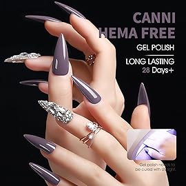 CANNI Grey Gel Nail Polish, 1Pcs Dark Grey Gel Polish Brown Color High Gloss Soak Off U V Nail Manicure Salon DIY