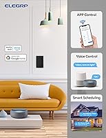 Vista 3 de ELEGRP Atenuador de luz inteligente DPR30, interruptor de atenuación WiFi de 2,4 GHz compatible con Alexa y Google Assistant, de un solo polo/3