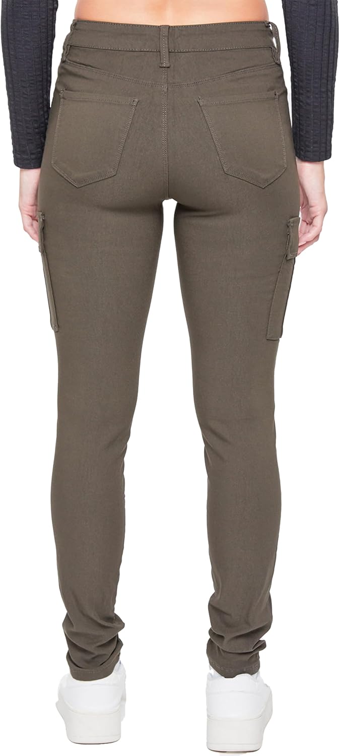 YMI Women's Junior Hyperstretch Button Skinny Cargo Jean