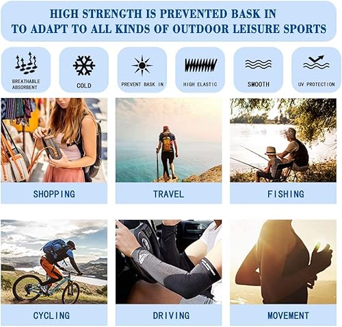 Miniatura 4 de FOR U DESIGNS Paquete de 2 mangas de brazo con protección UV para conducir, ciclismo, golf, baloncesto, calentador talla M, L, XL
