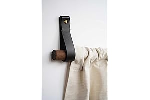 KEYAIIRA - Hanging Curtain Rod Holders made from Black Leather