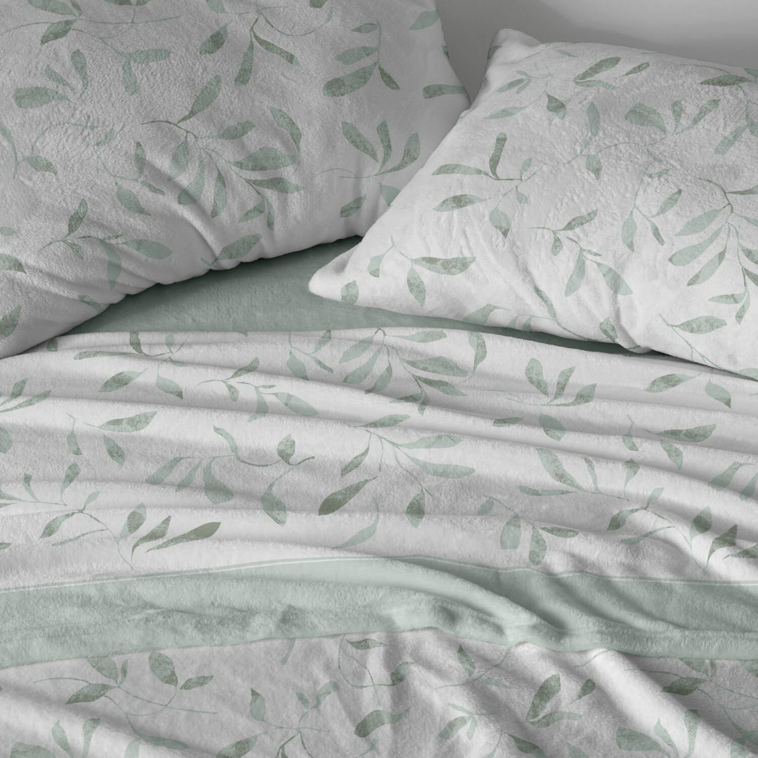 Burrito Blanco | Sábanas de Coralina | Cama de 90cm. (+Medidas Disponibles) | Diseño 987 | Color Menta (90x190/200cm.)