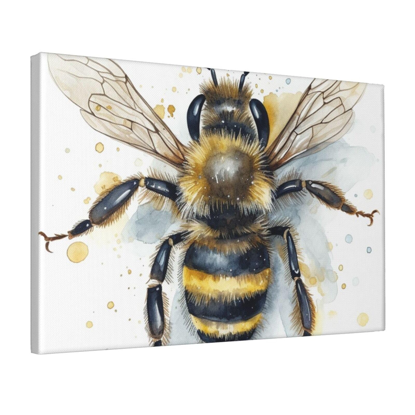 Framed Wall Art for Living Room Art Work, Watercolor Bee Picture Prints Modern Office Wall Paintings Poster Aesthetic Wall Decorations for Home Decor Ready To Hang 12"x18"