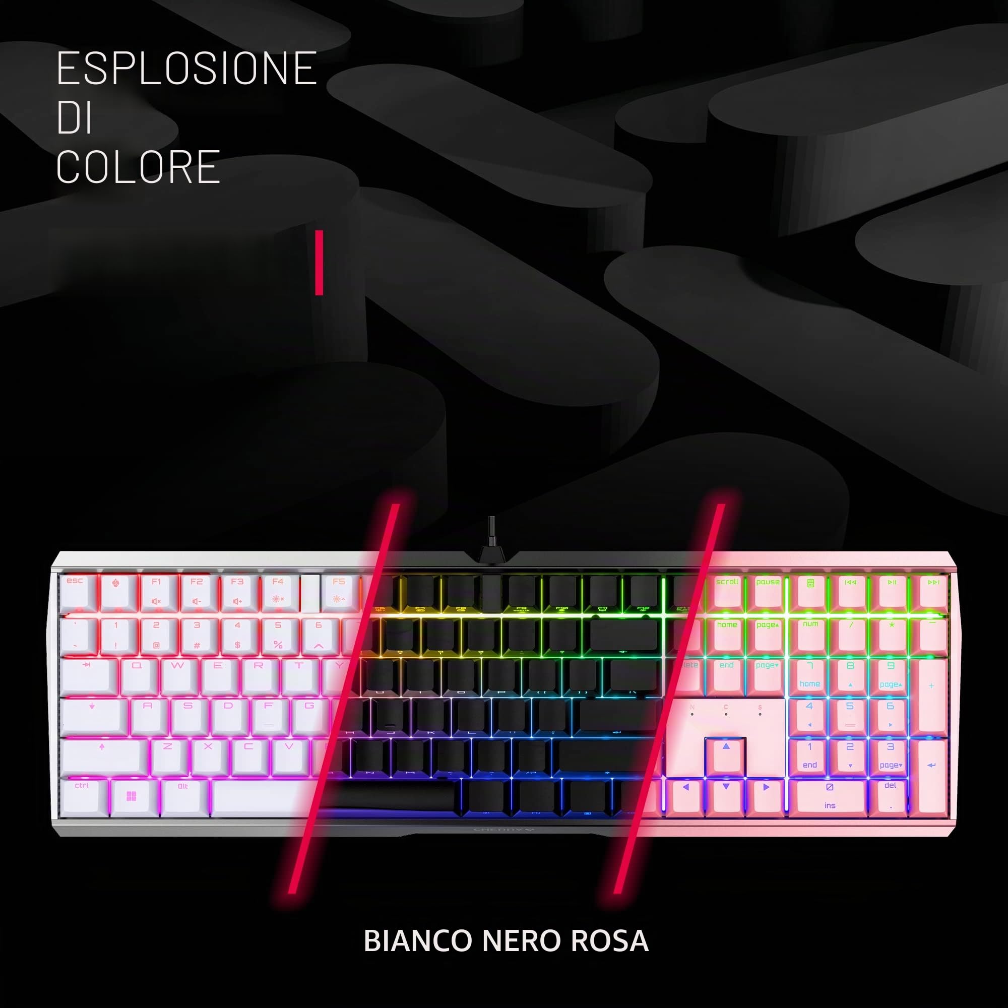 CHERRY MX BOARD 3.0 S, Tastiera Gaming Meccanica Con Filo, Layout per la Germania (QWERTZ), Corpo in Alluminio, Illuminazione RGB, Interruttori MX BROWN, Nero