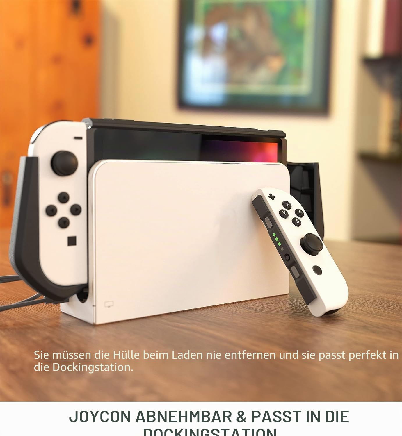 Mumba Dockable Hülle für Nintendo Switch OLED 2021, [Blade] TPU Grip Schutzhülle Zubehör Kompatibel mit Nintendo Switch OLED 7 Zoll und Joy-Con Controller (Schwarz)