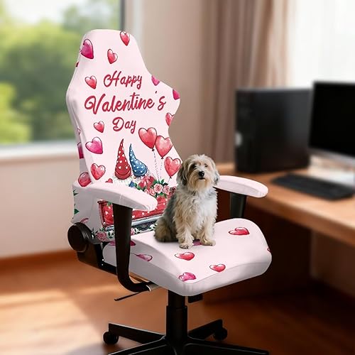 Miniatura 3 de Gnome Stretchy Gaming Chairs Cover Cute Dirty-Proof Armrest Covers Office Seat Cover with Zipper Dustproof Gamer Chairs Cover for Valentines Pink
