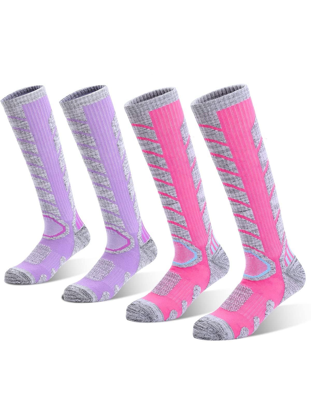 Excefore 2 Pairs Merino Wool Ski Socks Warm Performance Socks Thick Socks,for Skiing, Snowboarding, Outdoor Sports