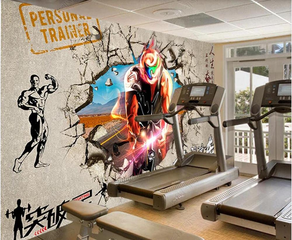 Papier peint personnalisé 3d effet trompe l'oeil béton cassé sport