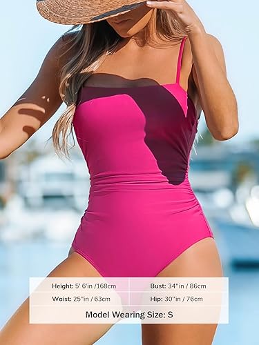 Vista 3 de CUPSHE - Traje de baño de una pieza para mujer, con escote cuadrado, espalda recortada, control de abdomen y tirantes delgados ajustables