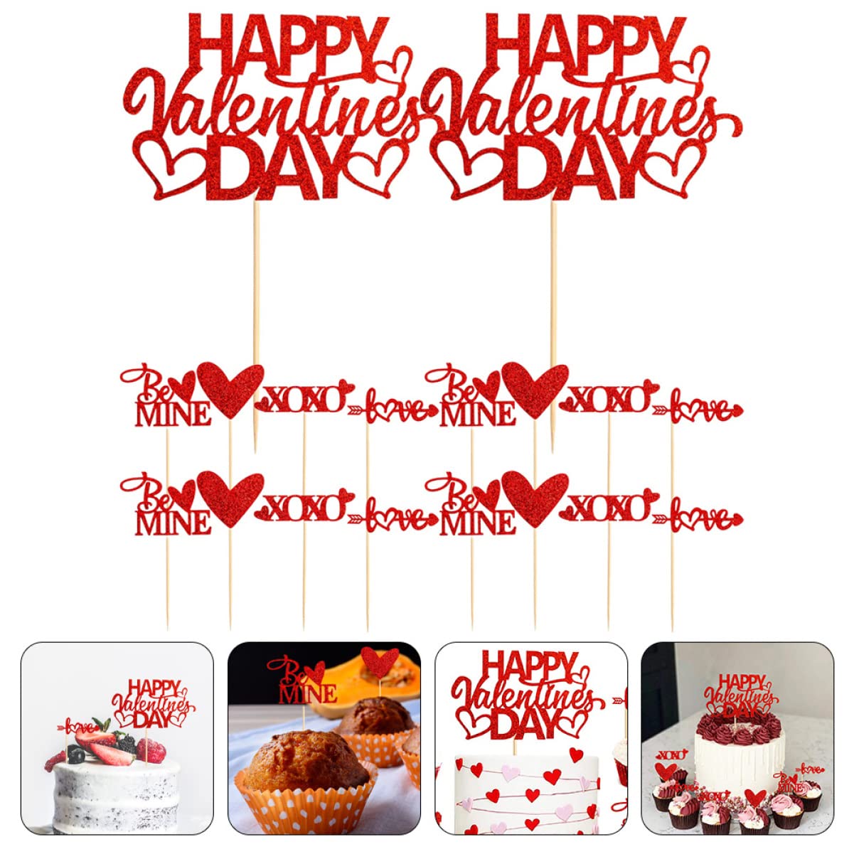 Abaodam 150stücke Valentinstag Cupcake Toppers Rote Glitzerherz-dekoration Für Hochzeiten Und Partys Kreative Kuchenstecker Für Unvergessliche Feierlichkeiten