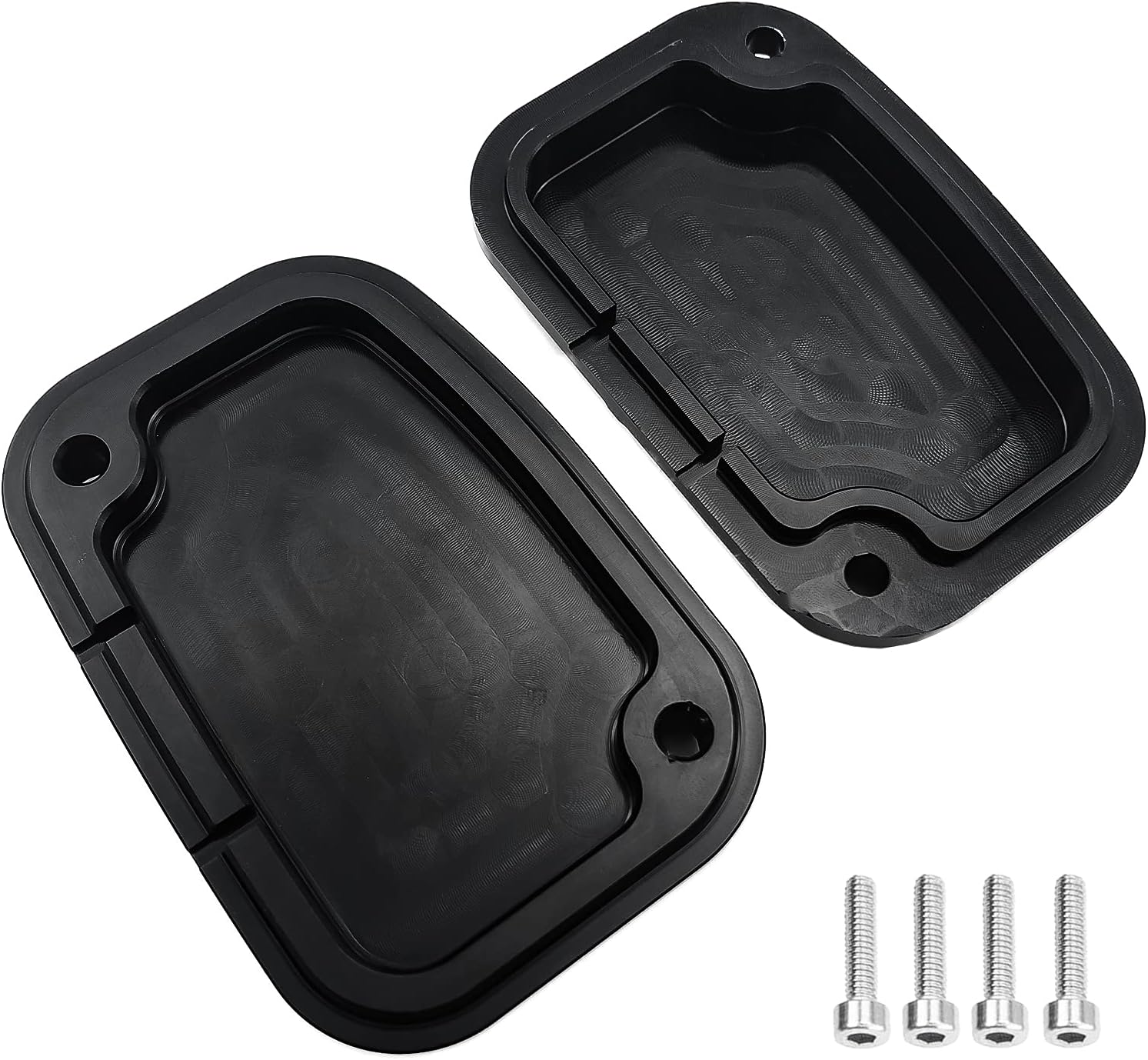 Motorcycle Brake Clutch Master Cylinder Covers Aluminum Left and Right Brake Reservoir Cylinder Cover for Harley Touring Street Electra Glide Road King & Tri Glide Ultra Classic
