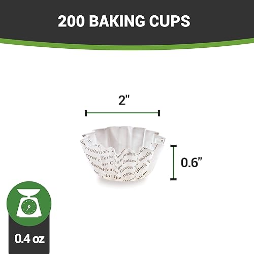 Miniatura 4 de Restaurantware Panificio - Tazas para hornear de 0.4 onzas, 200 forros acampanados para magdalenas, cajas de papel blanco y negro congelables para