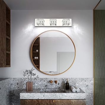 Bundle 3 Light with 4 Light Modern Crystal Led Bathroom Light Fixtures Over Mirror Chrome Vanity Light Bar