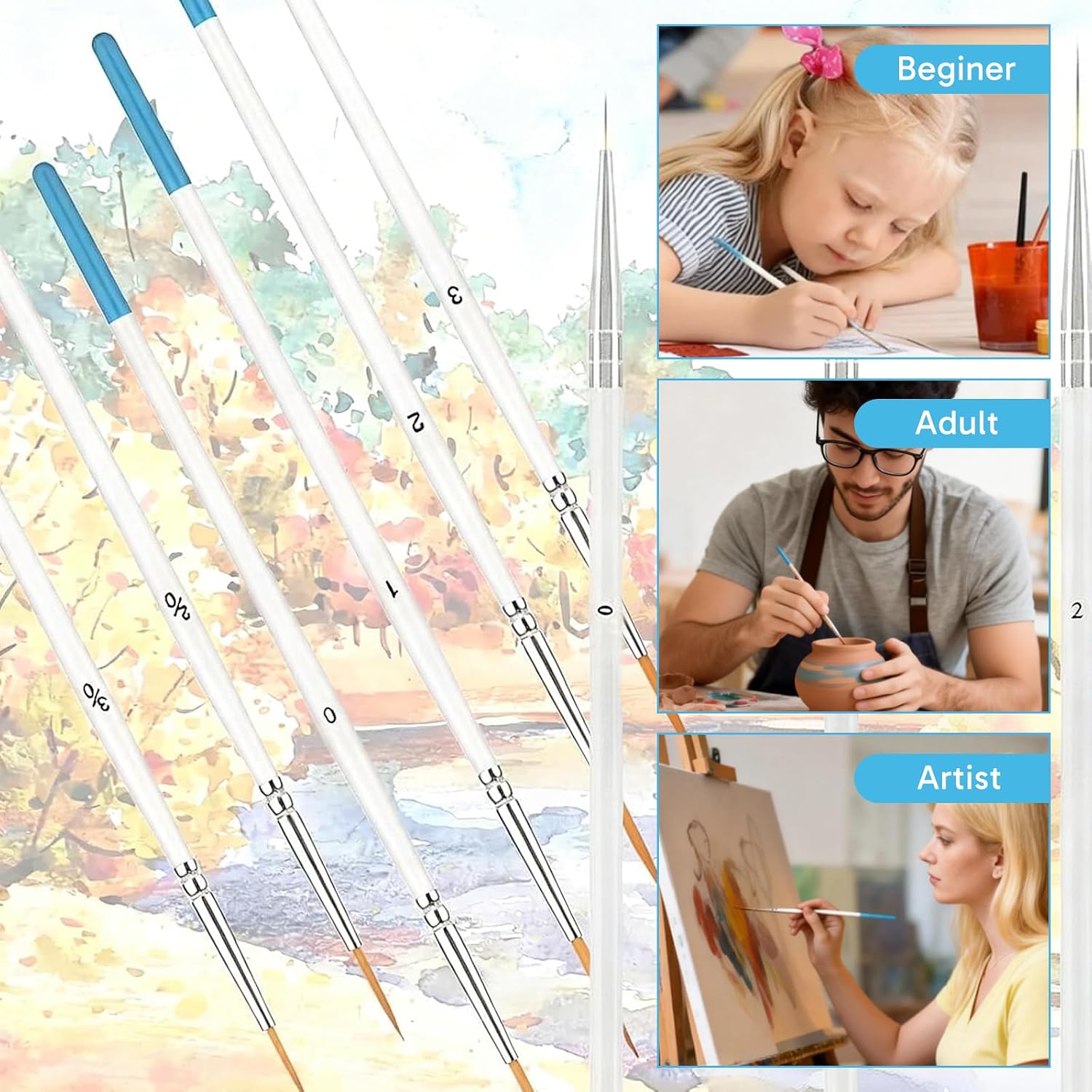 11 PCS Liner Brushes,Line Brush Set Liner Brushes for Painting, Flexible Detail Paintbrushes for Watercolor, Acrylic, Miniature Art and Model Painting, Professional Use